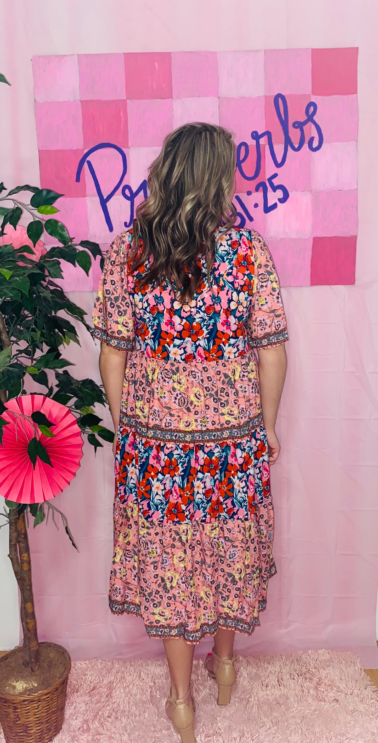 Navy Mixed Floral Dress