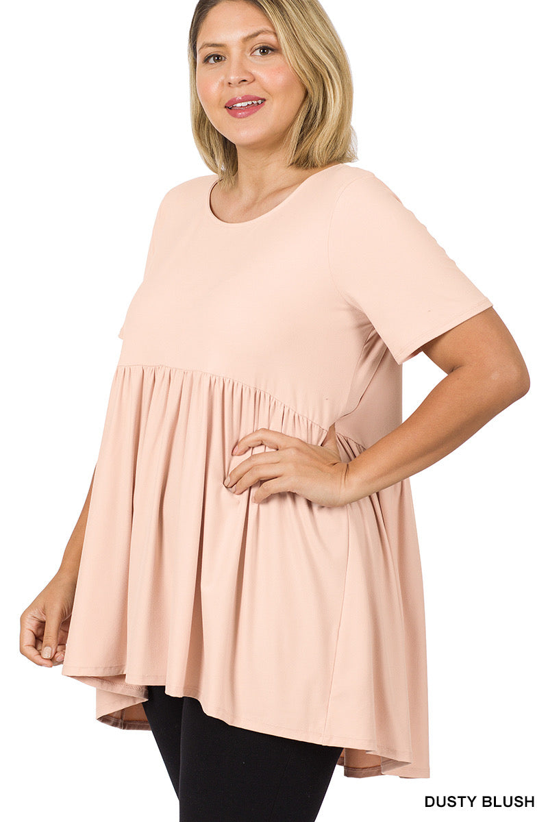 Blush Pink Waist Shirring Top