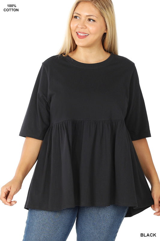 Black Waist Shirring Top