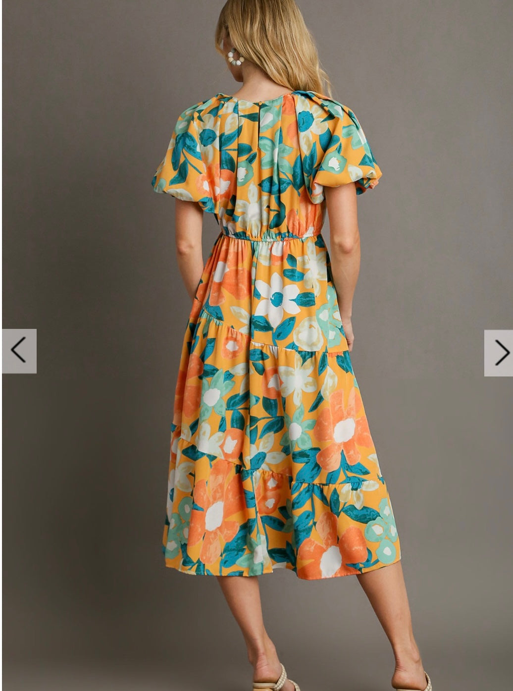 Apricot Floral Midi Dress