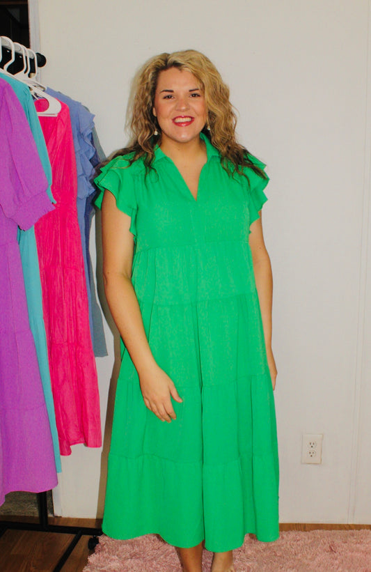 Lovin You Midi  Dress/ Kelly Green